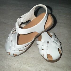 Kids White Woven Sandals